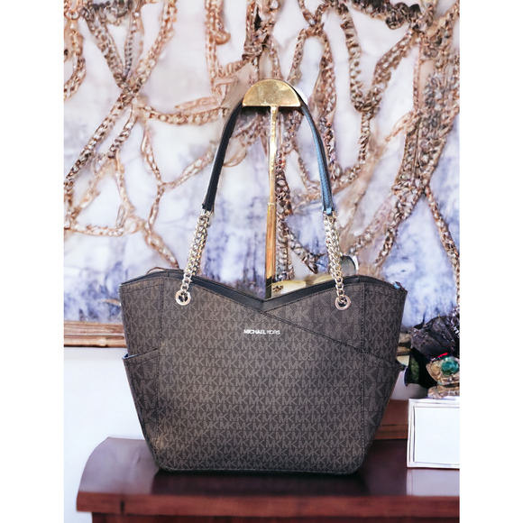 Michael Kors Jet Set Large Logo Shoulder Bag dark gray and blackmICHAEL - Picture 2 of 9